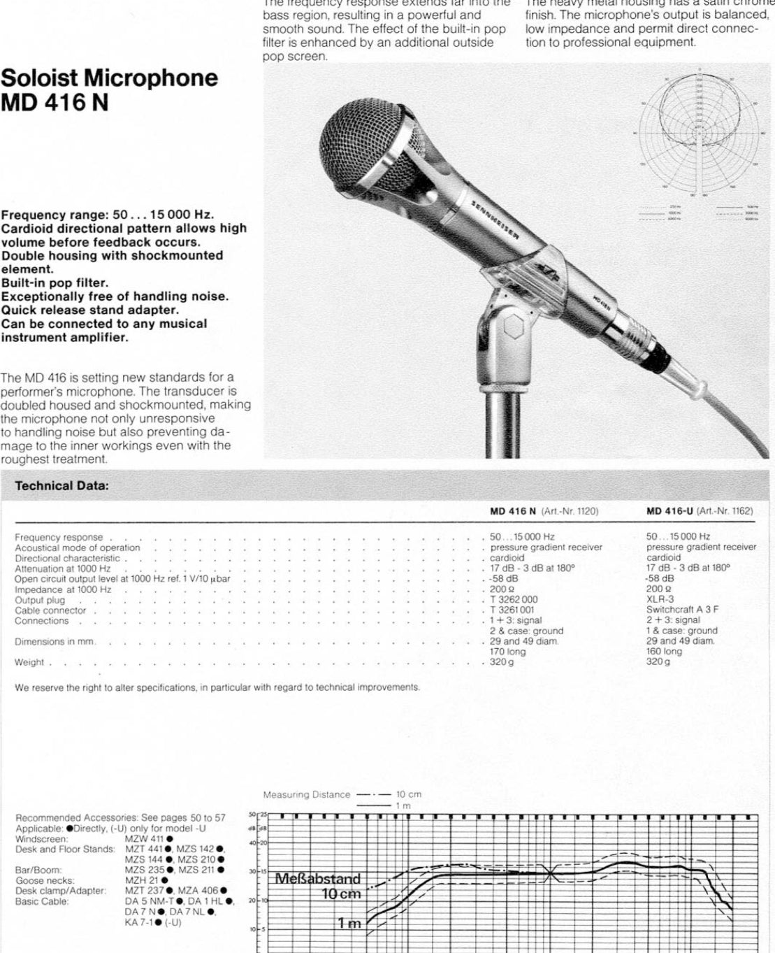 Sennheiser MD416-U Dynamic Microphone