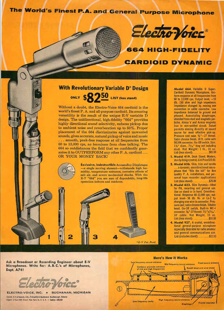エレクトロボイス　664 electro voice 50's ヴィンテージ Electro-Voice Model 664 Microphone Vintage 1956 Made in USA | eBay
