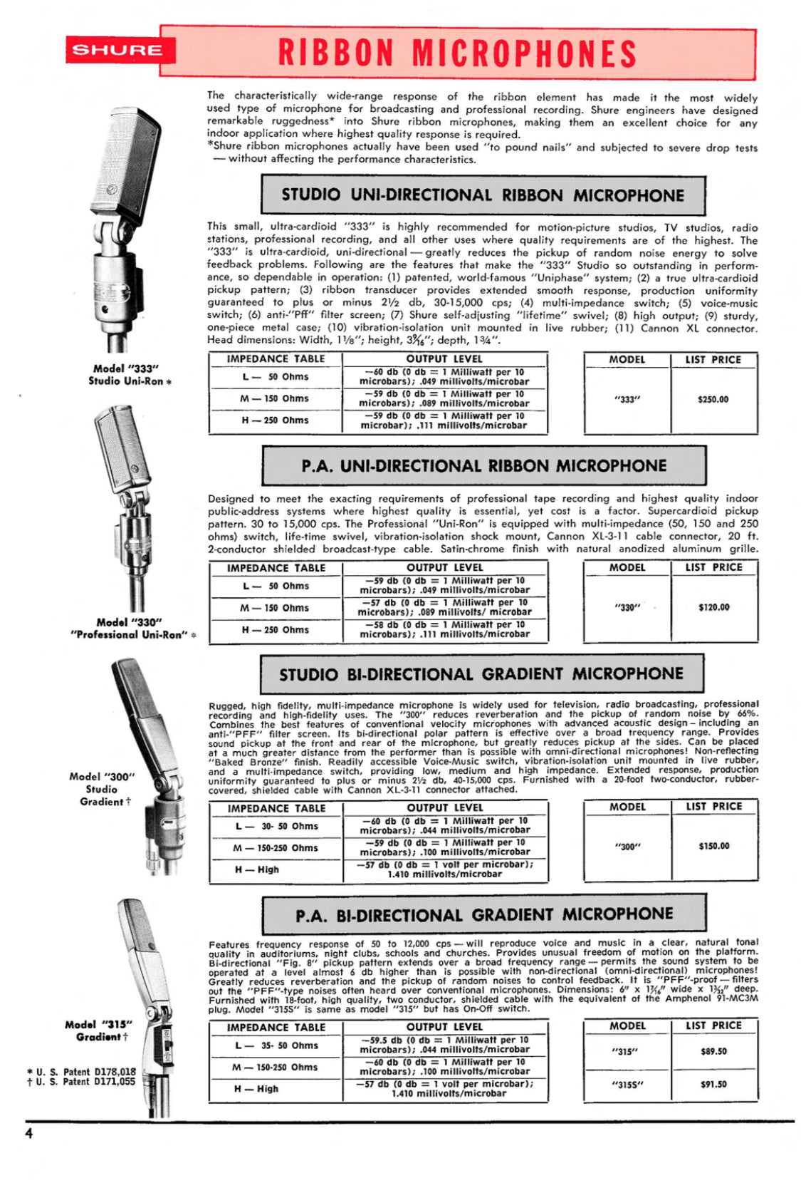 Shure 330 Ribbon Microphone